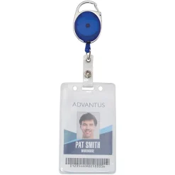 Advantus® Retractable Carabiner-Style Badge Reel with Badge Strap, Assorted Colors, 20/PK