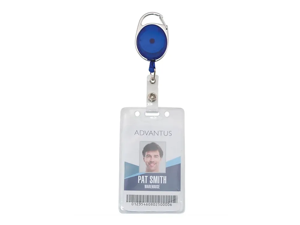 Advantus® Retractable Carabiner-Style Badge Reel with Badge Strap, Assorted Colors, 20/PK
