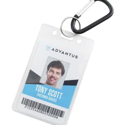 Advantus Split Key Ring Carabiner Key Ring, Black, Pack Of 10