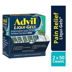 Advil Liqui-Gels Pain Reliever Refill, 2 Tablets Per Packet, Box Of 50 Packets