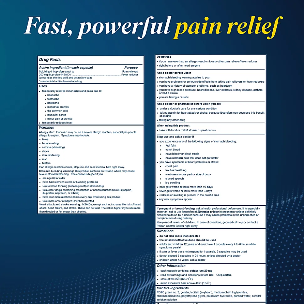 Advil Liqui-Gels Pain Reliever Refill, 2 Tablets Per Packet, Box Of 50 Packets