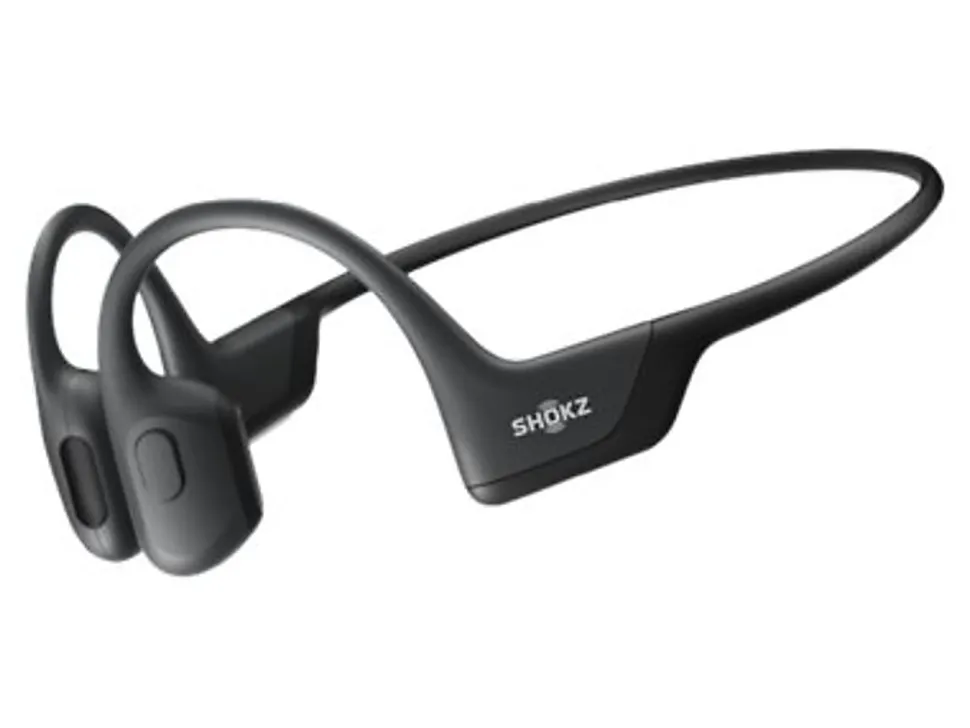 Aftershokz SHOKZ OpenRun Pro Headphones with mic open ear behind the neck mount Bluetooth wireless black