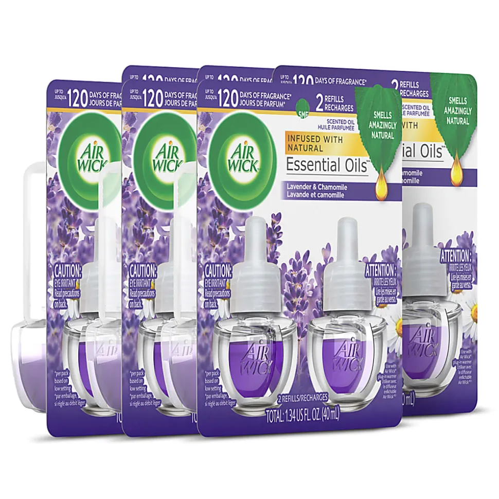 Air Wick Scented Oil Warmer Refills, 0.67 Oz, Lavender/Chamomile, 2 Refills Per Pack, Carton Of 6 Packs