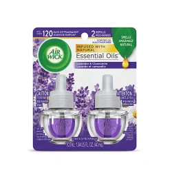 Air Wick Scented Oil Warmer Refills, 0.67 Oz, Lavender/Chamomile, 2 Refills Per Pack, Carton Of 6 Packs