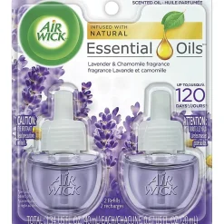 Air Wick Scented Oil Warmer Refills, 0.67 Oz, Lavender/Chamomile, 2 Refills Per Pack, Carton Of 6 Packs
