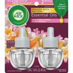 Air Wick Summer Delights Sweet Melon and Subtle Vanilla Scented Oil Warmer Refill, 0.67 oz, 2-Pack