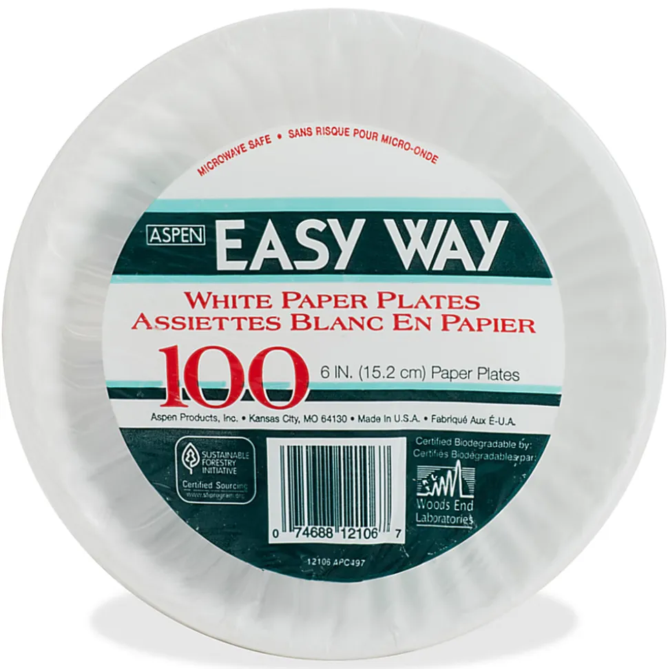 AJM Green Label Paper Plates, 6", White, Box Of 1,000 Plates