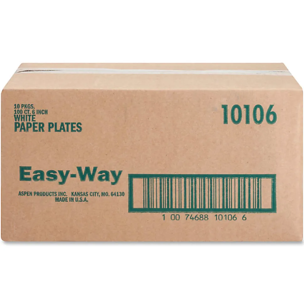 AJM Green Label Paper Plates, 6", White, Box Of 1,000 Plates