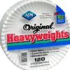 AJM Packaging Corporation Gold Label Coated Paper Plates, White, Pack Of 120 Plates