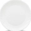 AJM Packaging Green Label Paper Plates, 9", White, 100 Plates Per Pack, Case Of 10 Packs