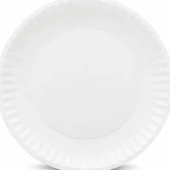 AJM Packaging Green Label Paper Plates, 9", White, 100 Plates Per Pack, Case Of 10 Packs