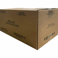 AJM Packaging Green Label Paper Plates, 9", White, 100 Plates Per Pack, Case Of 10 Packs