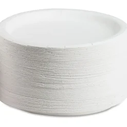 AJM Premium Coated Round Paper Plates, 9" Diameter, White, Pack Of 125