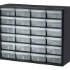 Akro-Mils Plastic 24-Drawer Storage Cabinet, 15 12/16" x 20" x 6 6/16", Black/Clear