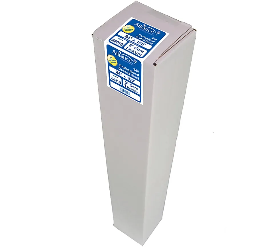 Alliance® Professional High-Resolution Coated Bond Paper, 3" Core, 24" x 150', 24 Lb, White