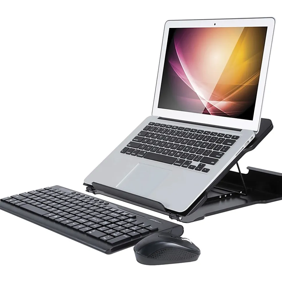 Allsop® Adjustable Metal Laptop Stand, 2-1/2"H x 13-7/16"W x 11-1/2"D, Black