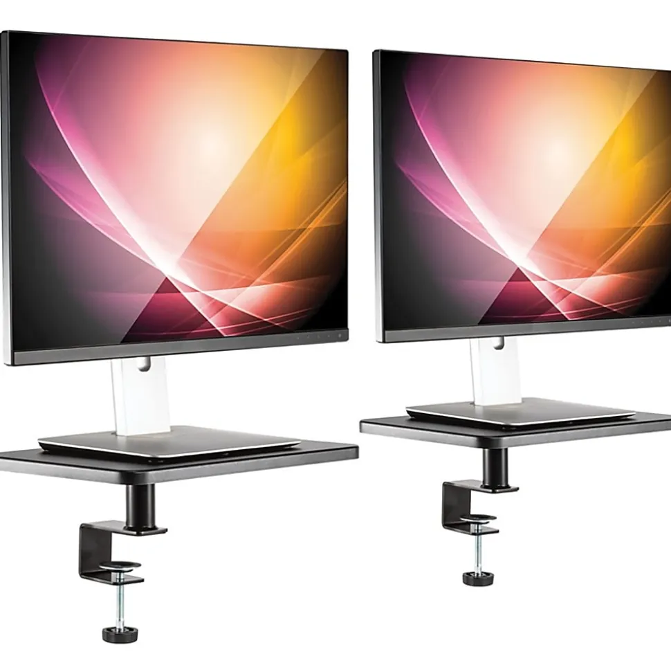 Allsop Ascend Metal/Wood Adjustable Monitor Stands, 5-3/4”H x 15”W x 9-1/4”D, Brown, Set Of 2 Stands