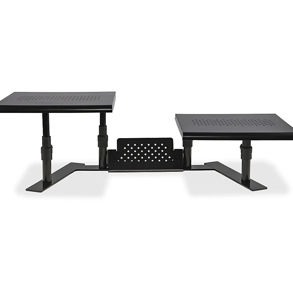 Allsop ErgoTwin Steel Dual Monitor Stand For Monitors Up To 24", 6-2/10"H x 32"W x 14"D, Pearl Black