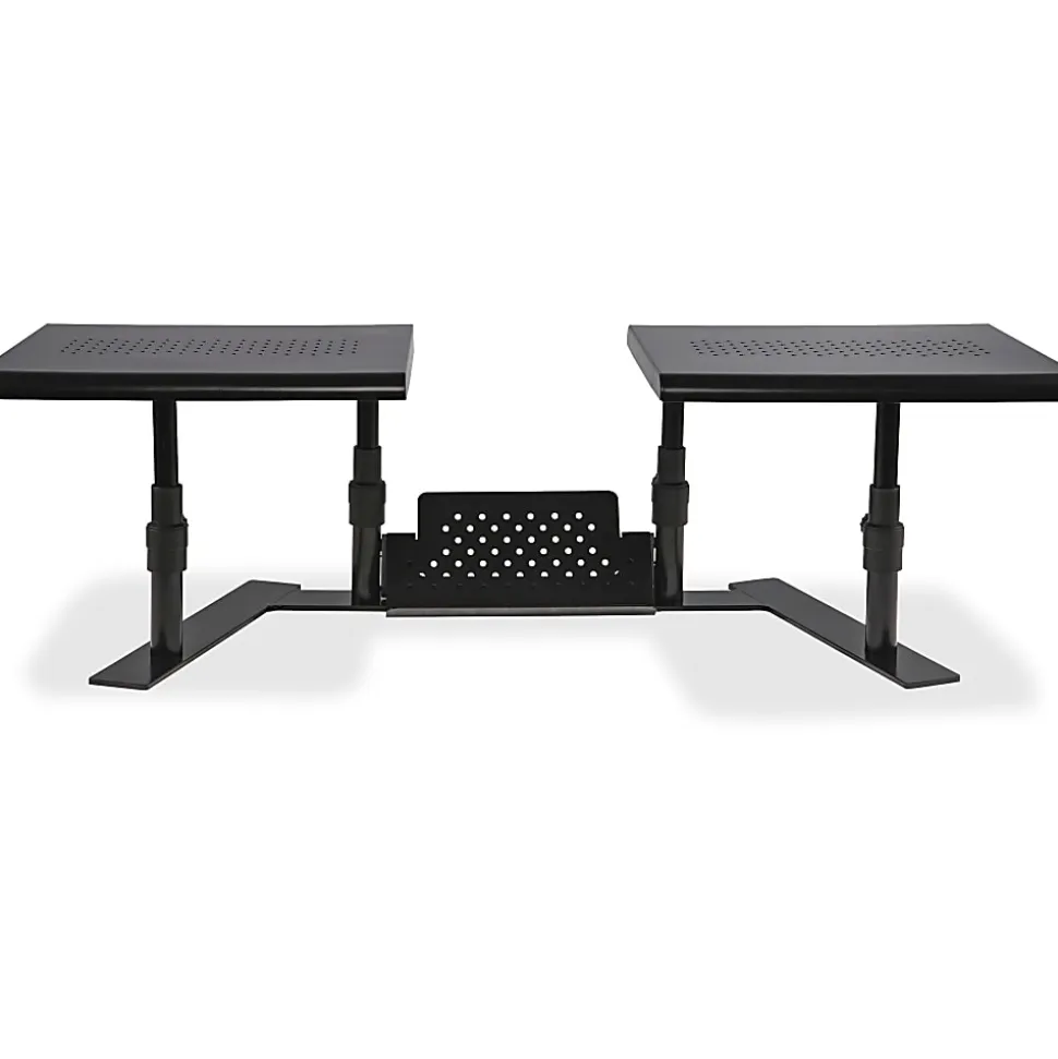 Allsop ErgoTwin Steel Dual Monitor Stand For Monitors Up To 24", 6-2/10"H x 32"W x 14"D, Pearl Black