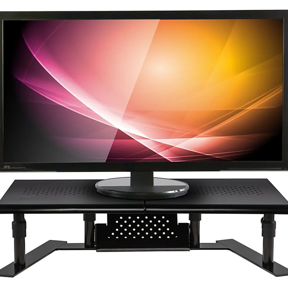 Allsop ErgoTwin Steel Dual Monitor Stand For Monitors Up To 24", 6-2/10"H x 32"W x 14"D, Pearl Black