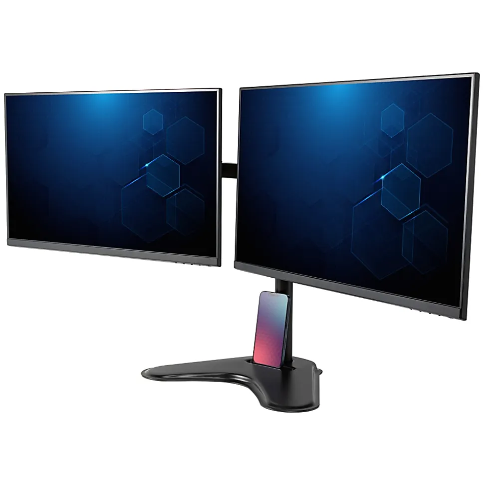 Allsop Free-Standing Dual Monitor Arms, 16-1/2”H x 29-5/8”W x 11”D, Black