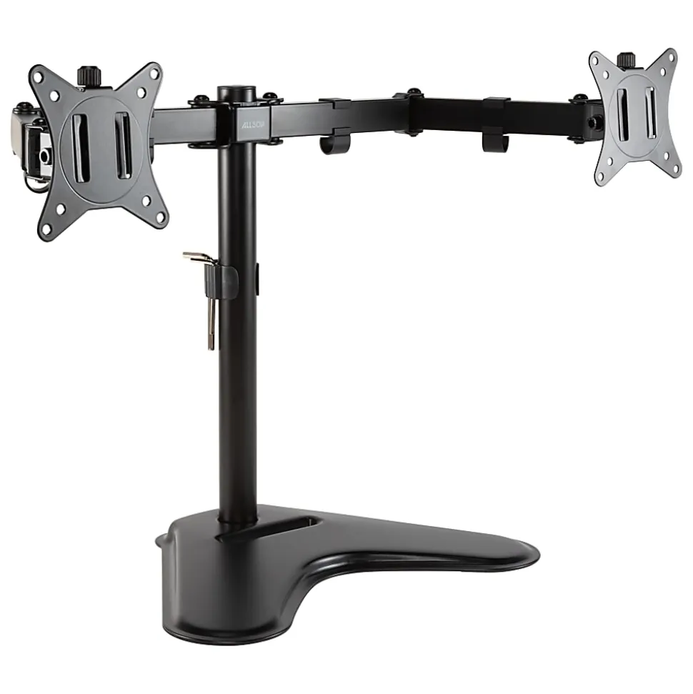 Allsop Free-Standing Dual Monitor Arms, 16-1/2”H x 29-5/8”W x 11”D, Black