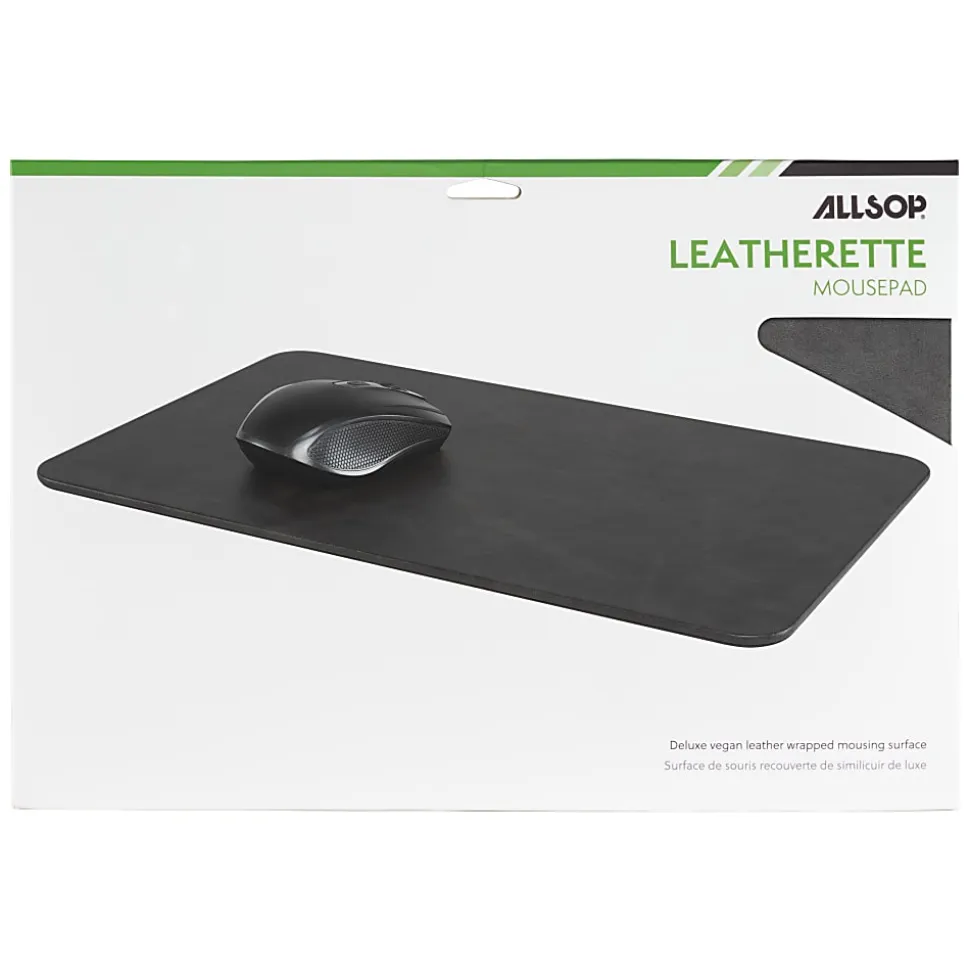 Allsop Leatherette Mouse Pad, 8-5/8”H x 14-1/4”W x 1/4”D, Black, 32580