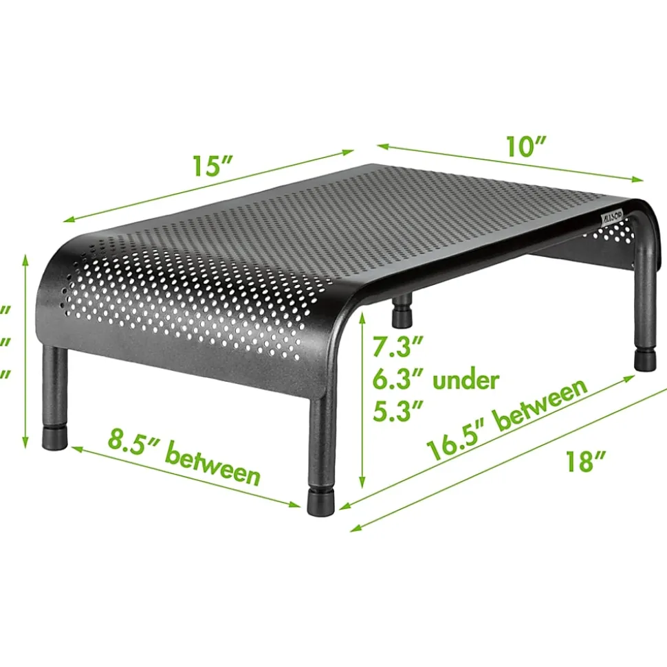 Allsop® Metal Art Ergo3 Adjustable Monitor Stand, 6"H-8"H x 18"W x 10"D, Black, 31630