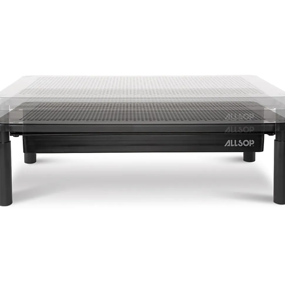 Allsop Metal Art Tri-Level Monitor Stand - Up to 27" Screen Support - 30 lb Load Capacity - Powder Coated - Metal - Black