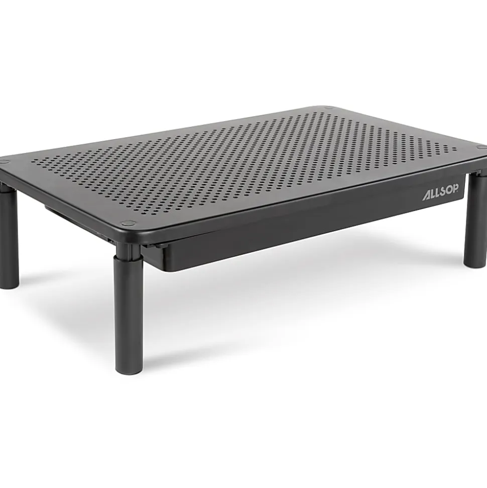 Allsop Metal Art Tri-Level Monitor Stand - Up to 27" Screen Support - 30 lb Load Capacity - Powder Coated - Metal - Black