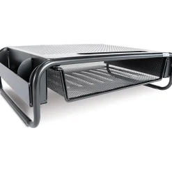 Allsop Organizer 5 Monitor Stand with Drawer, Pearl Black