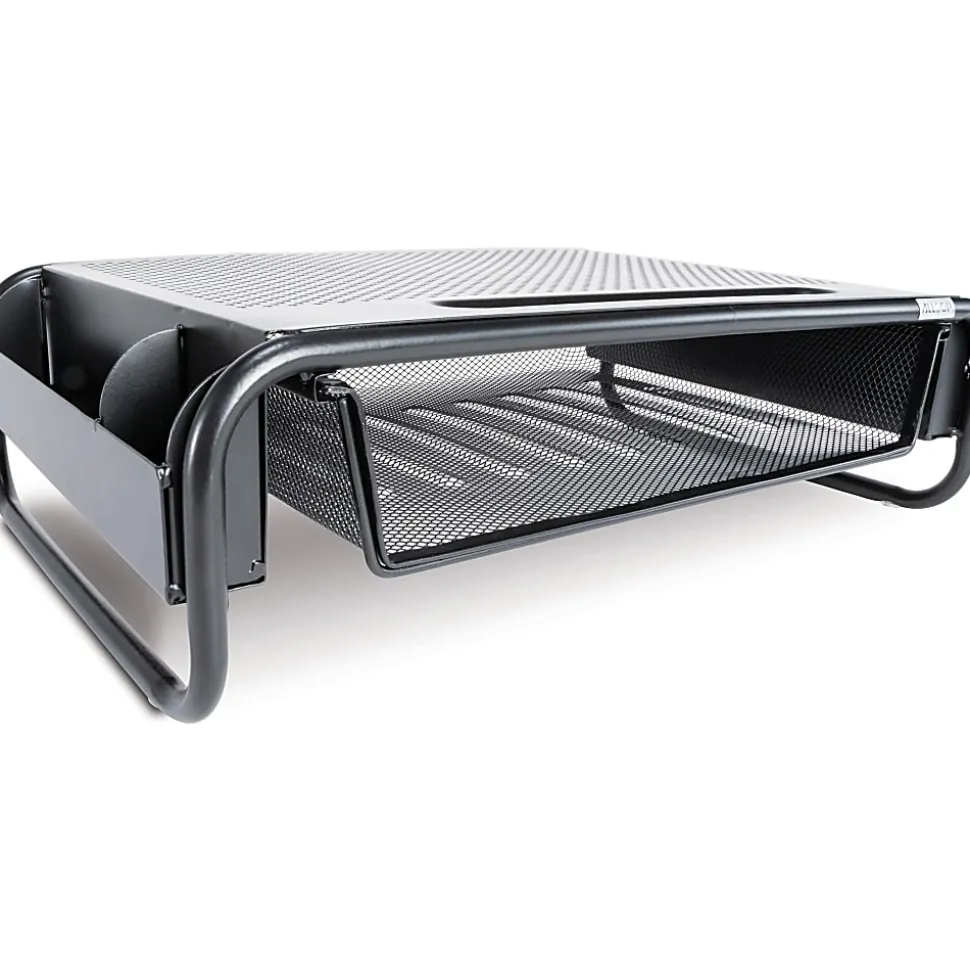 Allsop Organizer 5 Monitor Stand with Drawer, Pearl Black