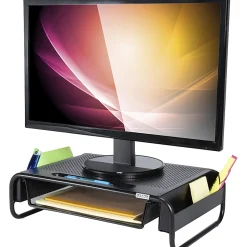 Allsop Organizer 5 Monitor Stand with Drawer, Pearl Black