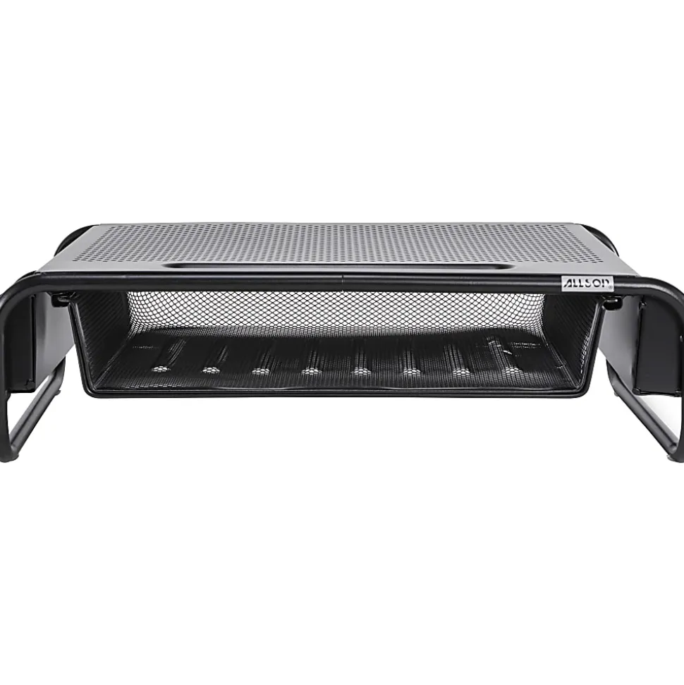 Allsop Organizer 5 Monitor Stand with Drawer, Pearl Black