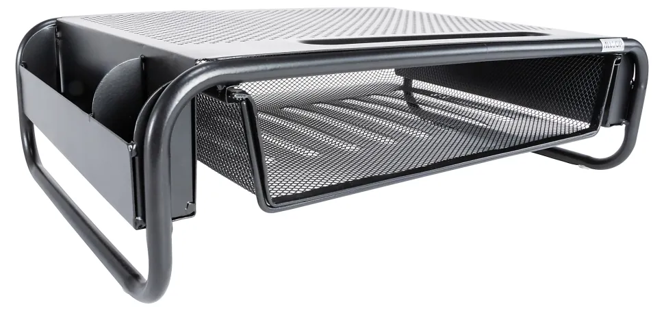 Allsop Organizer 5 Monitor Stand with Drawer, Pearl Black