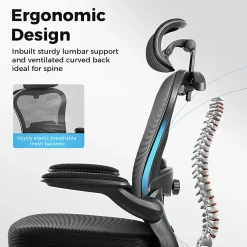 ALPHA HOME Adjustable Ergonomic Mesh High-Back Task Chair, Black