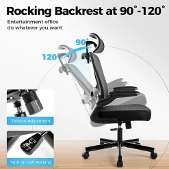 ALPHA HOME Adjustable Ergonomic Mesh High-Back Task Chair, Black