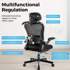 ALPHA HOME Adjustable Ergonomic Mesh High-Back Task Chair, Black
