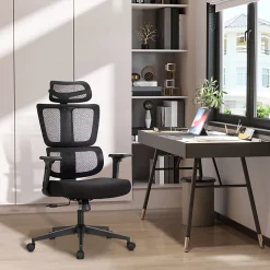 ALPHA HOME Adjustable Ergonomic Mesh High-Back Office Task Chair, Black