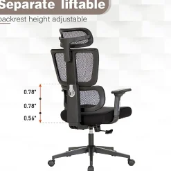 ALPHA HOME Adjustable Ergonomic Mesh High-Back Office Task Chair, Black