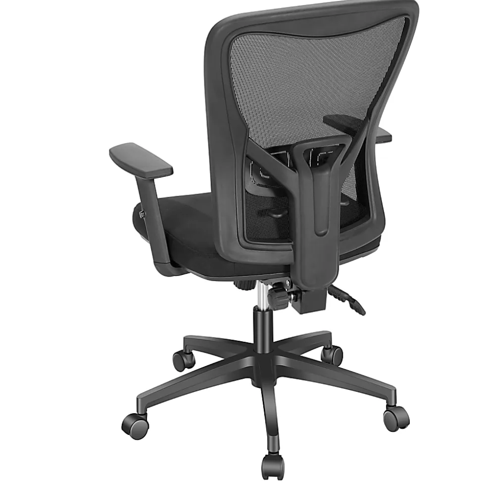 ALPHA HOME Ergonomic Fabric Mid-Back Office Task Chair With Lumbar Support, Black