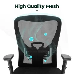 ALPHA HOME Ergonomic Fabric Mid-Back Office Task Chair With Lumbar Support, Black