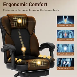 ALPHA HOME Ergonomic Faux Leather High-Back Big And Tall Executive Office Chair, Black