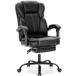 ALPHA HOME Ergonomic Faux Leather High-Back Big And Tall Executive Office Chair, Black