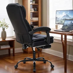 ALPHA HOME Ergonomic Faux Leather High-Back Big And Tall Executive Office Chair, Black