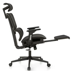 ALPHA HOME Ergonomic Mesh High-Back Office Task Chair With Retractable Footrest, Black