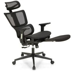 ALPHA HOME Ergonomic Mesh High-Back Office Task Chair With Retractable Footrest, Black
