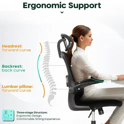 ALPHA HOME Ergonomic Mesh High-Back Task Chair, Black