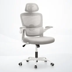 ALPHA HOME Ergonomic Mesh Mid-Back Office Task Chair With Padded Armrests, White