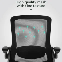 ALPHA HOME Ergonomic Mesh Mid-Back Office Task Chair With Padded Armrests, Black